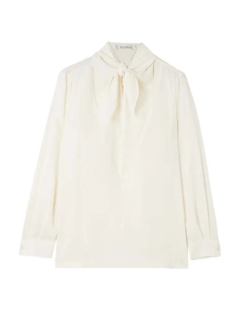 Max Mara Tie-detailed Silk Crepe De Chine Blouse
