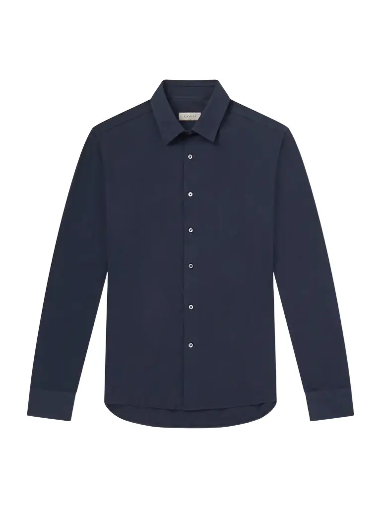 Canali Travel Slim-Fit Cutaway-Collar Stretch-Cotton Jersey Shirt - Men