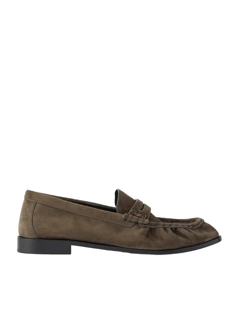 Saint Laurent Le Loafer Monogram Logo-Appliquéd Suede Penny Loafers - Men