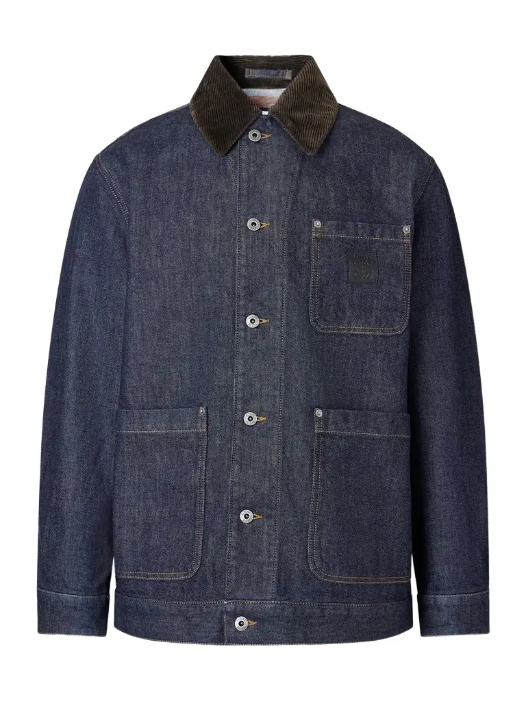Loewe Logo-Appliquéd Corduroy-Trimmed Denim Barn Jacket - Men