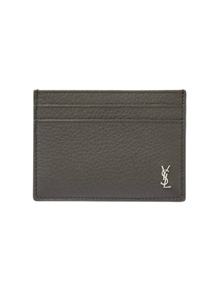 Saint Laurent Tiny Cassandre Logo-Appliquéd Full-Grain Leather Cardholder - Men