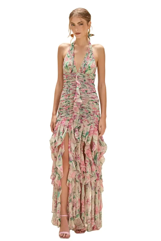 PatBo HONEY FLOWER PLUNGE GOWN