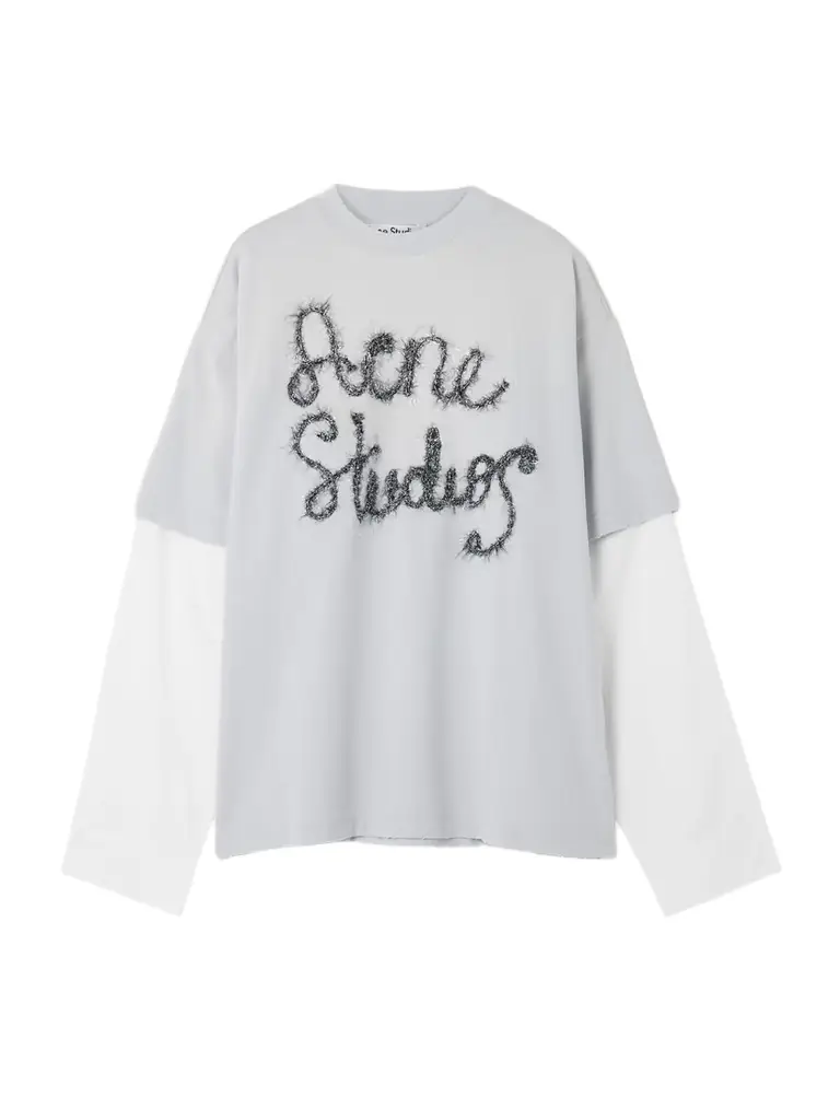 Acne Studios Layered Embroidered Cotton-jersey And Poplin T-shirt