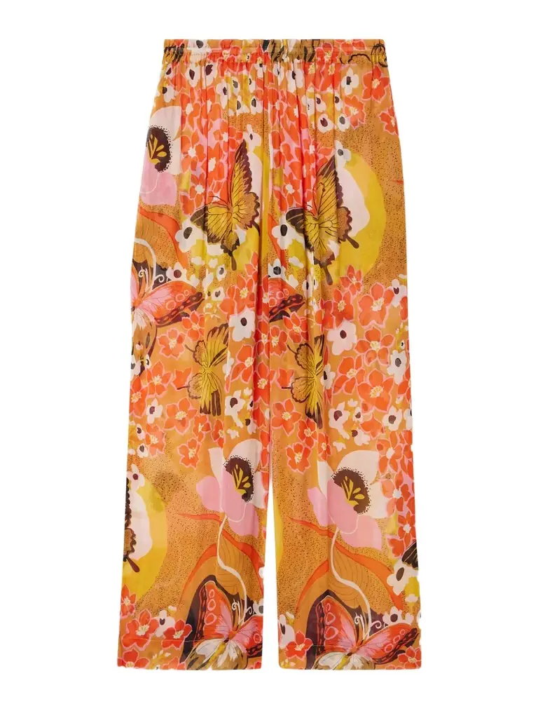 ALIX OF BOHEMIA Otto Marigold Meadow Floral-print Georgette Straight-leg Pants