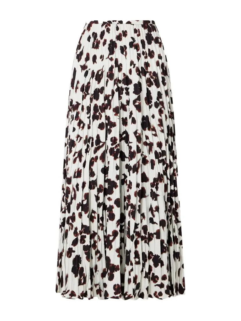 Proenza Schouler White Label Runa Pleated Printed Twill Midi Skirt
