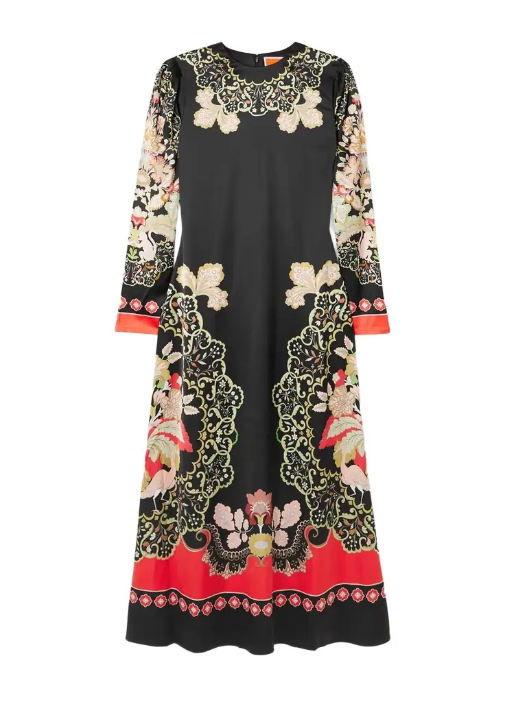 La DoubleJ Icon Clingy Swing Floral-print Stretch-satin Maxi Dress