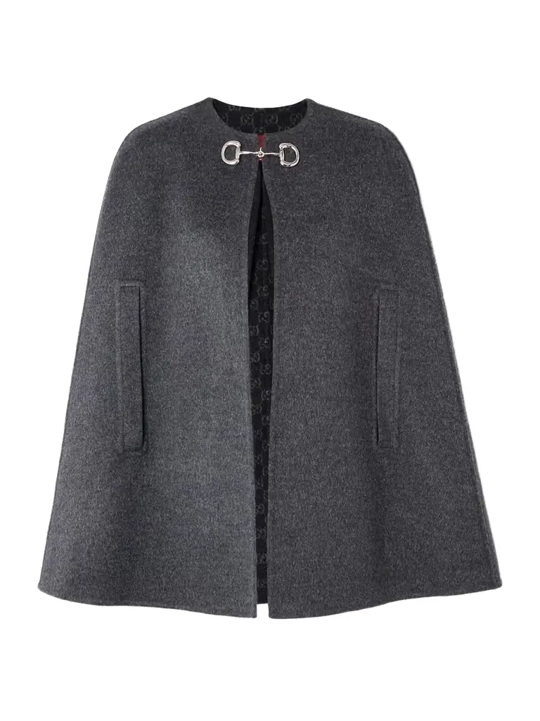 Gucci Horsebit-detailed Wool And Silk-blend Cape