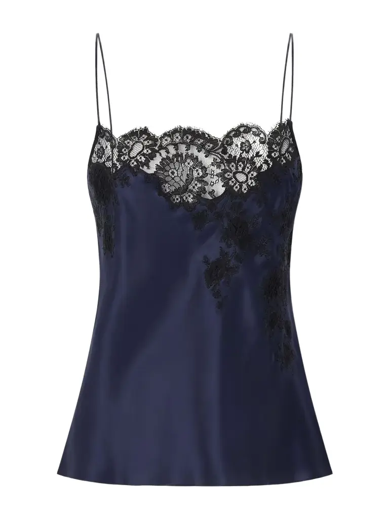 Carine Gilson Lace-trimmed Silk-satin Camisole