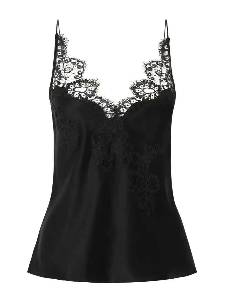 Carine Gilson Lace-trimmed Silk-satin Camisole