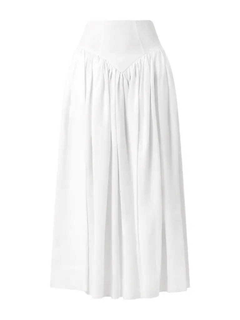Gabriela Hearst Juniper Frayed Paneled Linen Midi Skirt