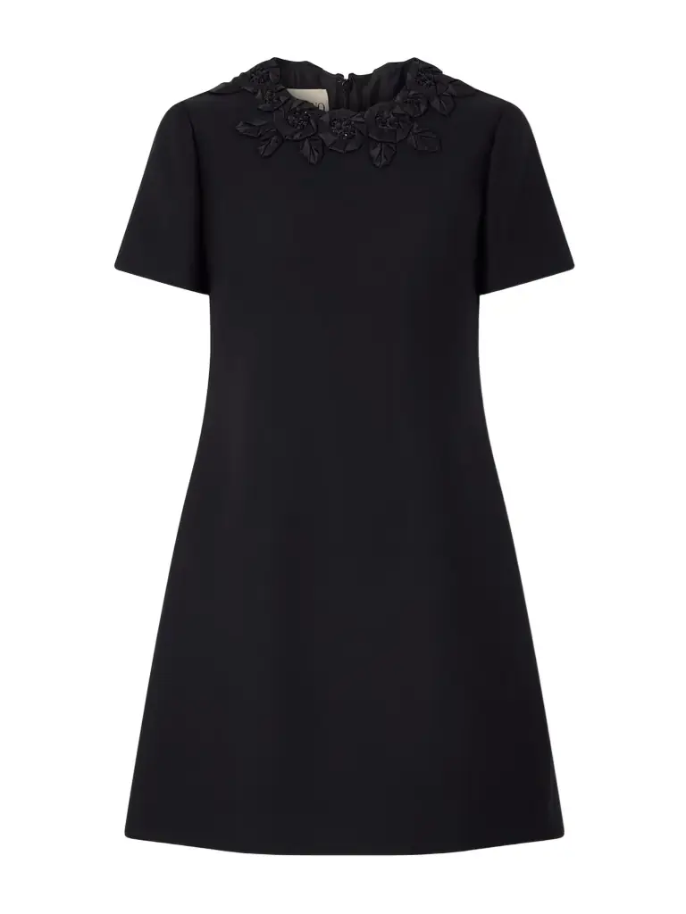 Valentino Garavani Embellished Silk-trimmed Wool And Silk-blend Crepe Mini Dress