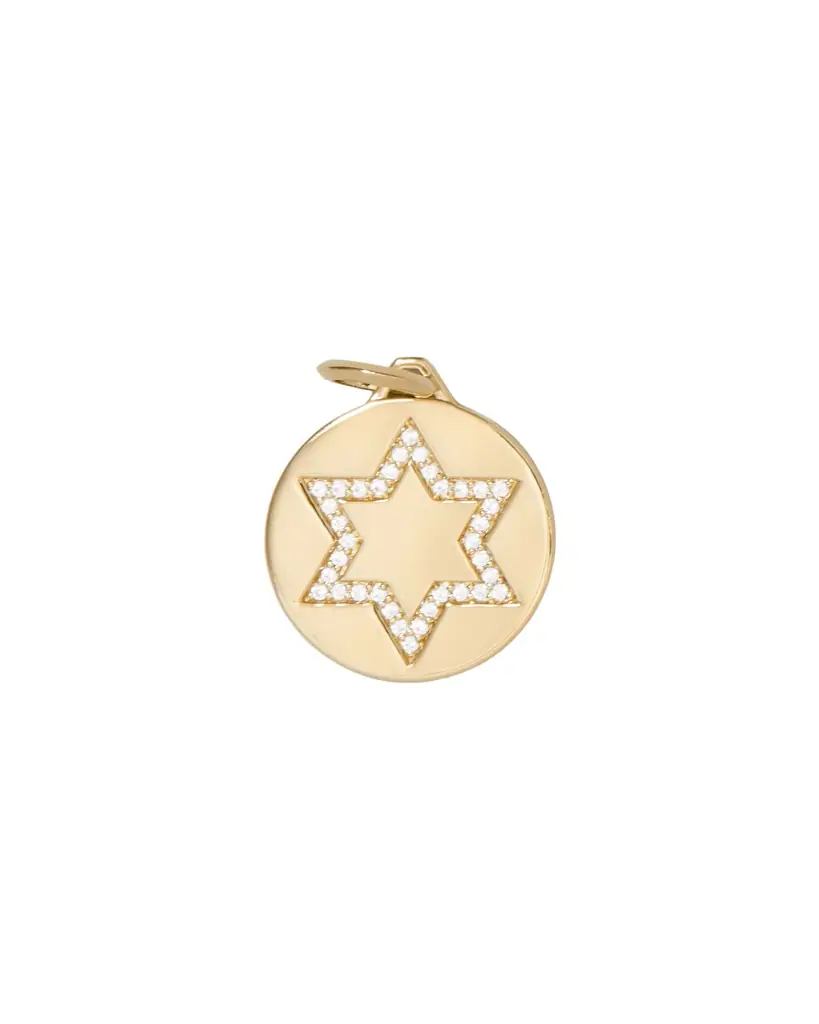Jennifer Fisher Star Of David Circle Charm in 18K Yellow Gold
