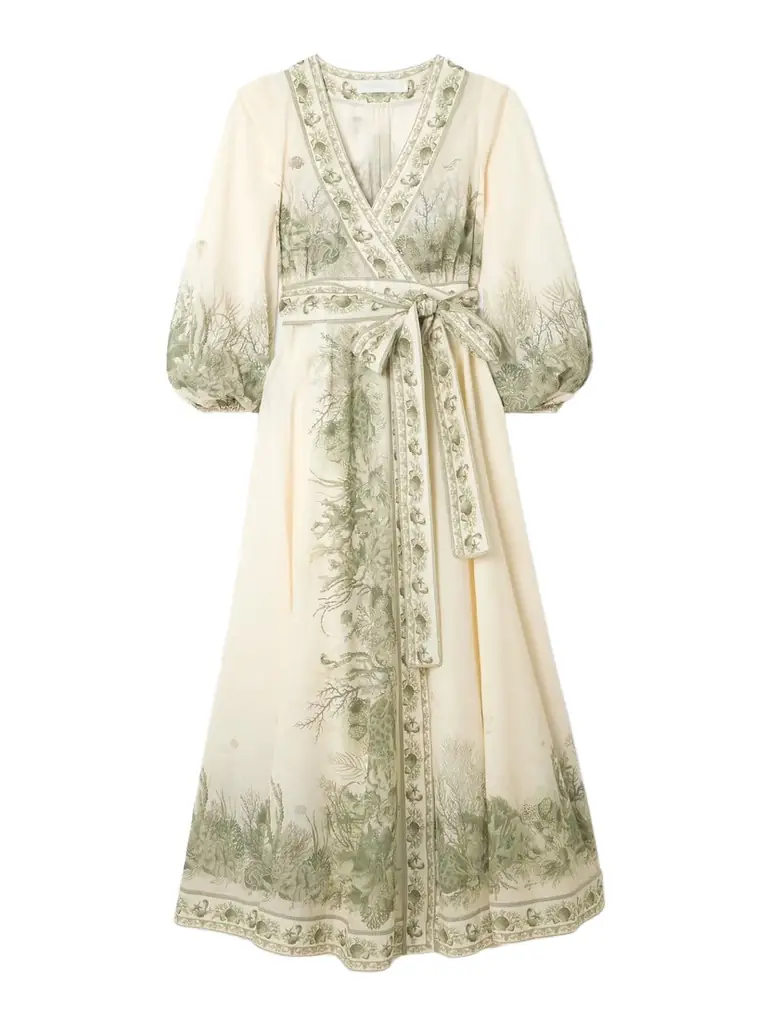 Zimmermann Wanderlust Belted Printed Cotton-voile Wrap Midi Dress