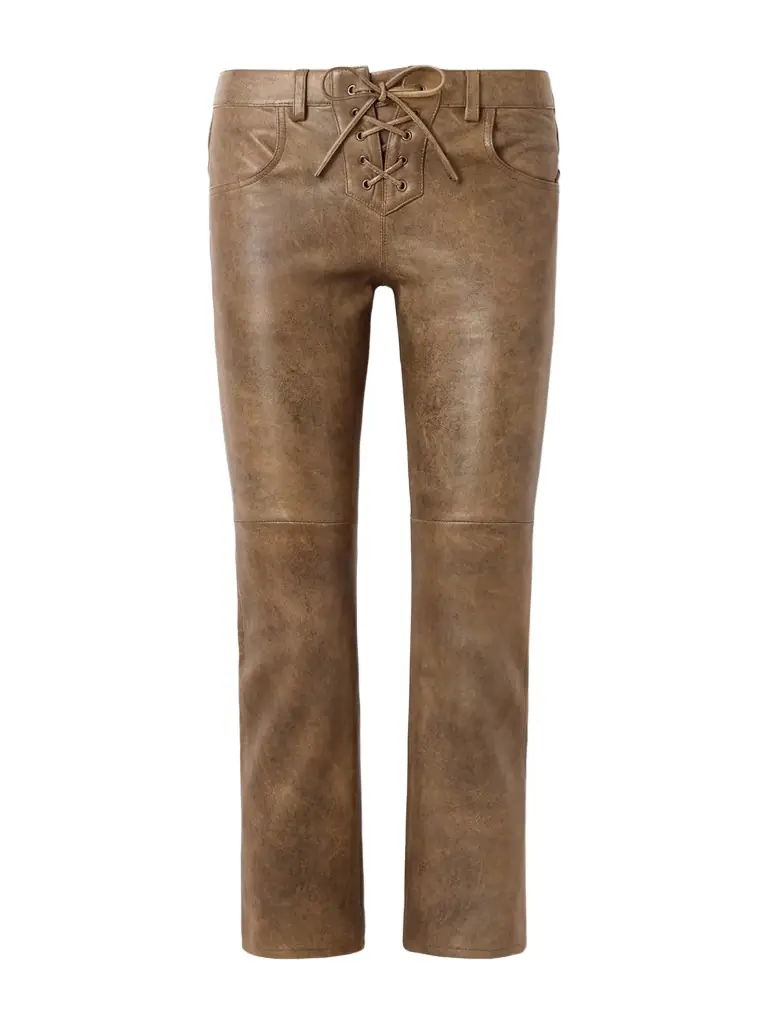 Isabel Marant Vanel Lace-up Leather Slim-leg Pants
