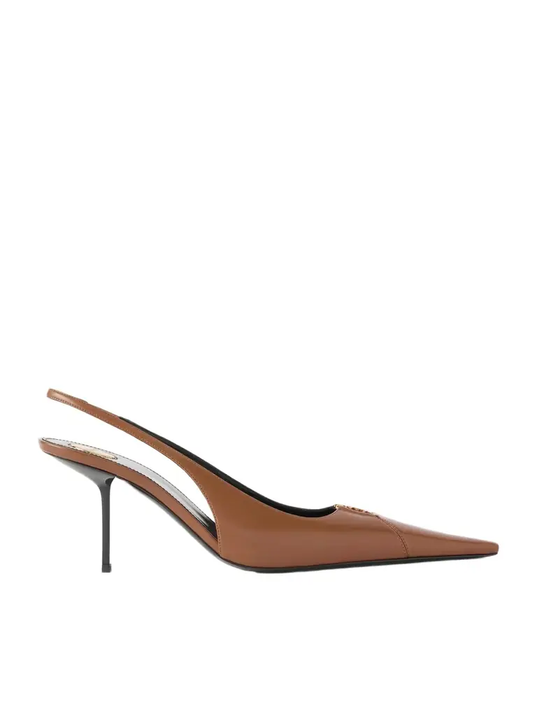 Saint Laurent Babylone Logo-embellished Leather Slingback Pumps