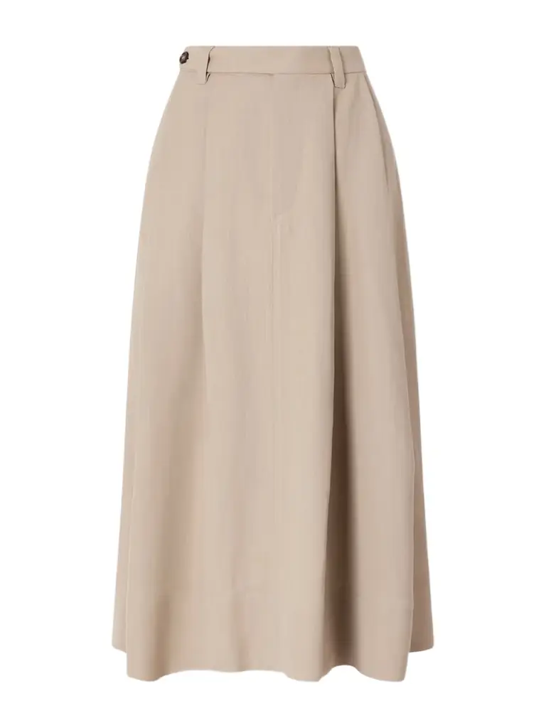 Brunello Cucinelli Embellished Pleated Twill Midi Skirt