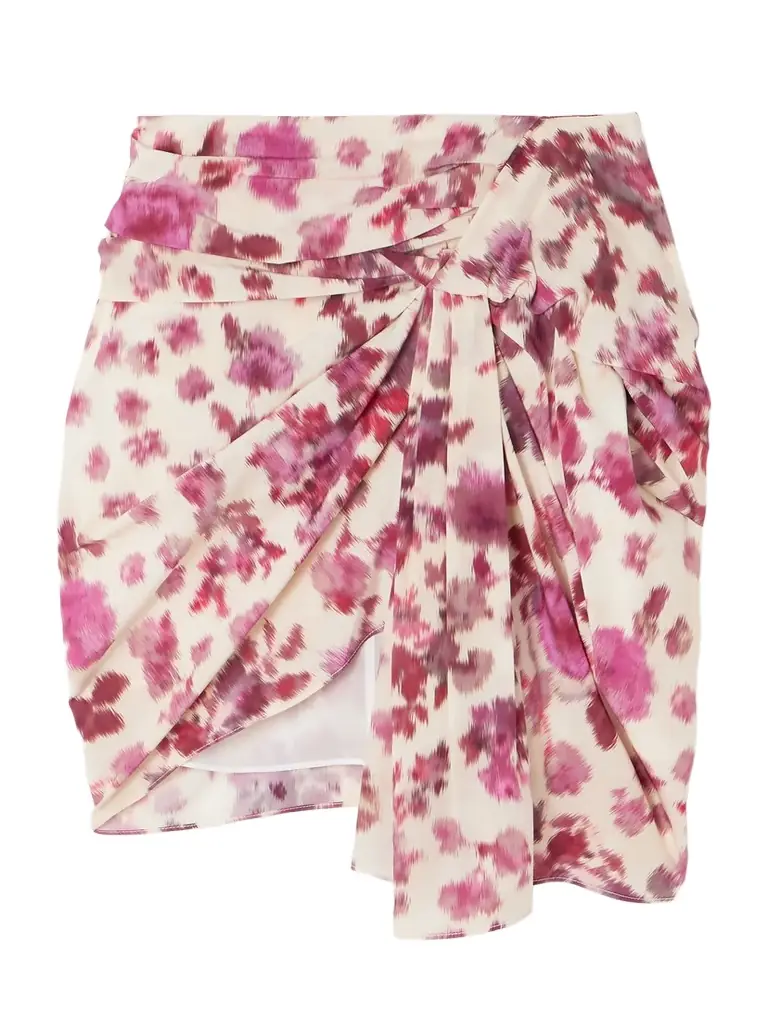 Isabel Marant Ovia Draped Floral-print Silk-blend Mini Skirt