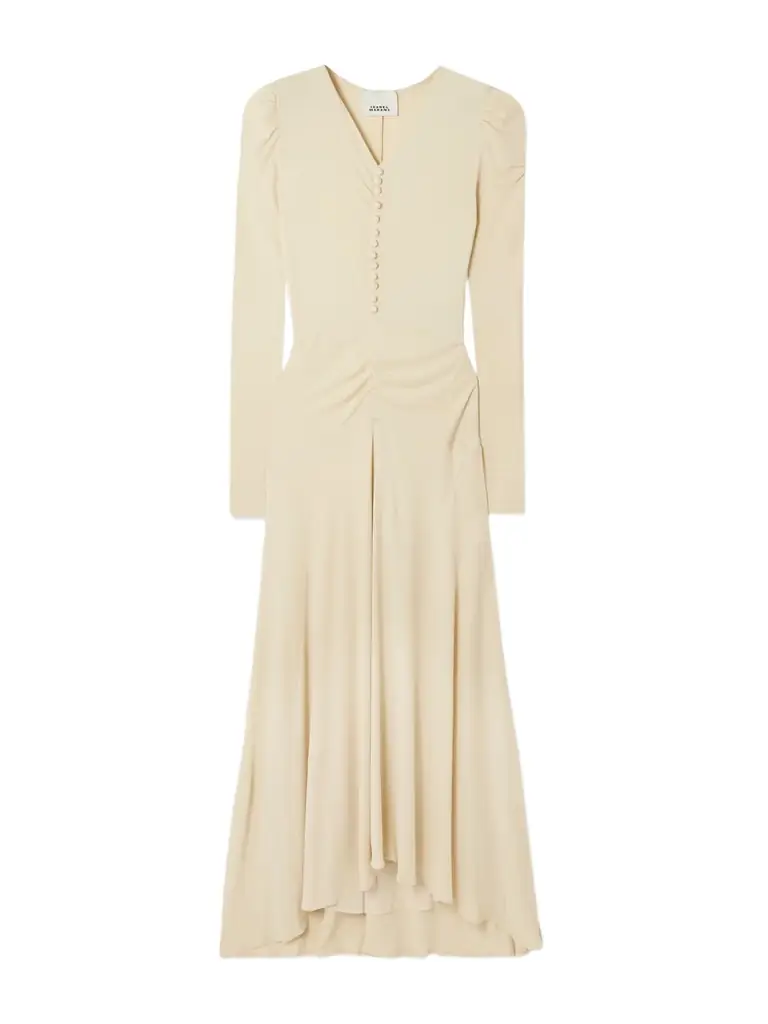 Isabel Marant Nejma Asymmetric Gathered Stretch-jersey Midi Dress