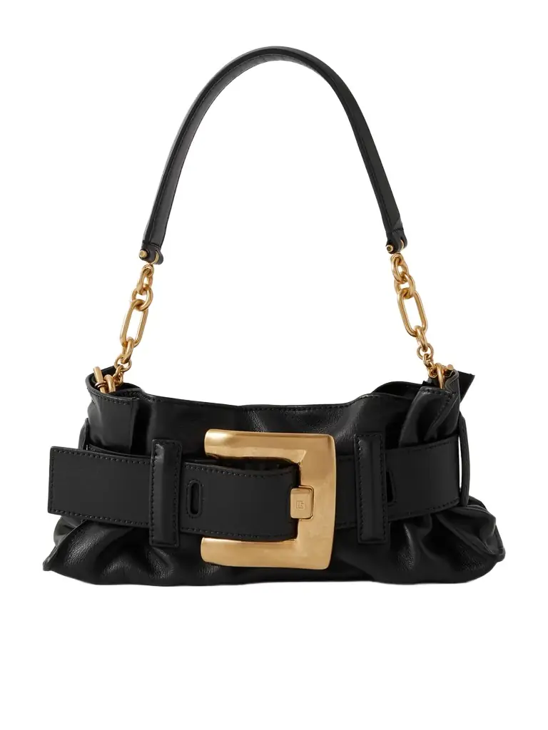 Balmain Anthem Buckled Leather Shoulder Bag