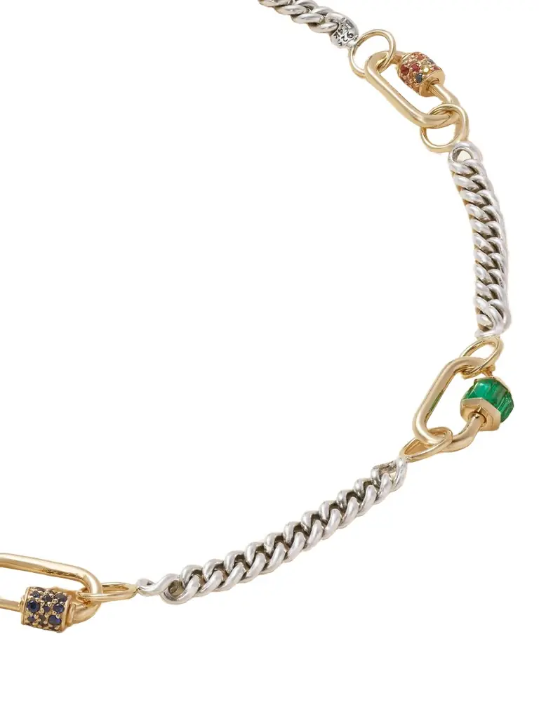 Marla Aaron Babylock Sterling Silver And 14-karat Gold, Emerald And Sapphire Necklace