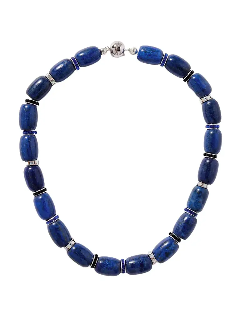 Julietta Donna Rhodium-plated, Lapis Lazuli, Crystal And Enamel Necklace