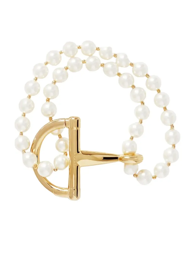 Gucci tone And Faux Pearl Bracelet