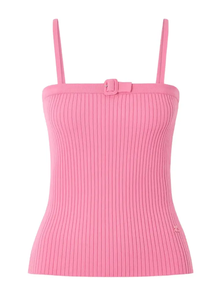 Courreges Buckled Ribbed-knit Tank
