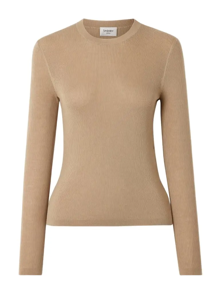 Saint Laurent Ribbed-knit Wool, Cashmere And Silk-blend Top