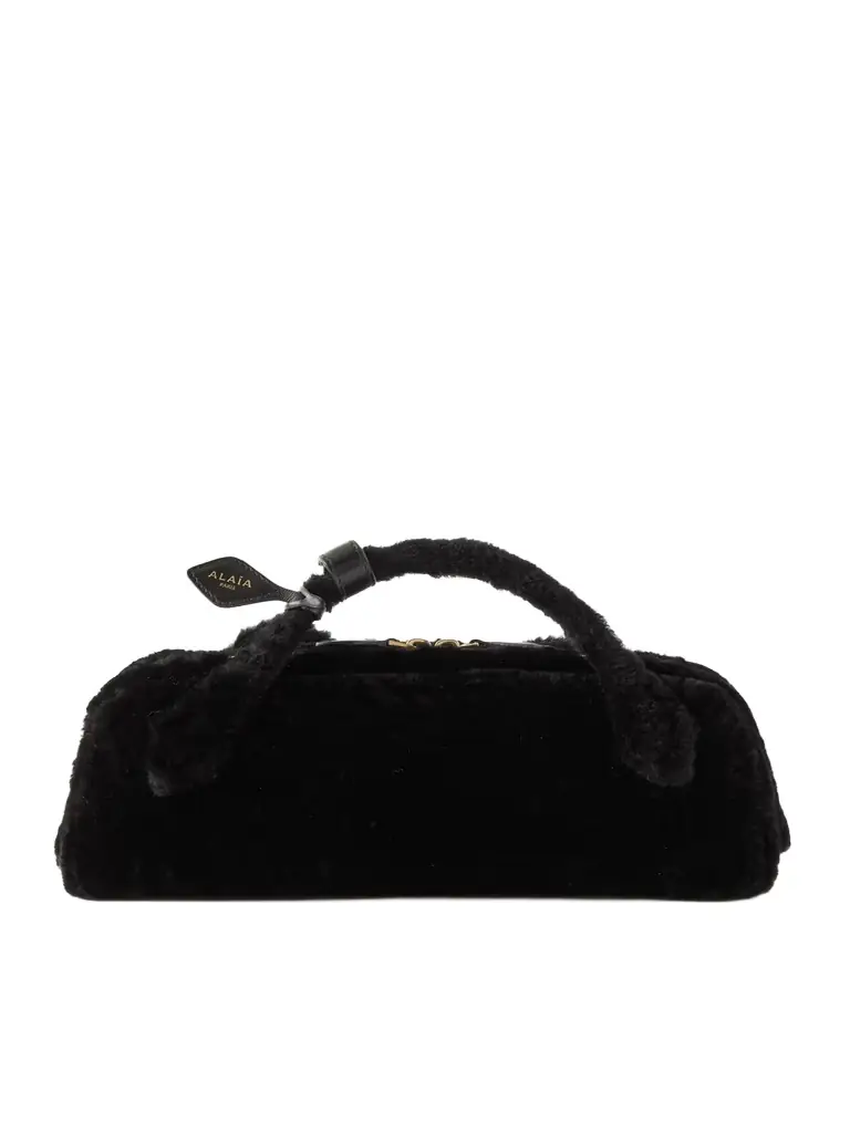 Alaïa Le Teckel Leather-trimmed Shearling Clutch