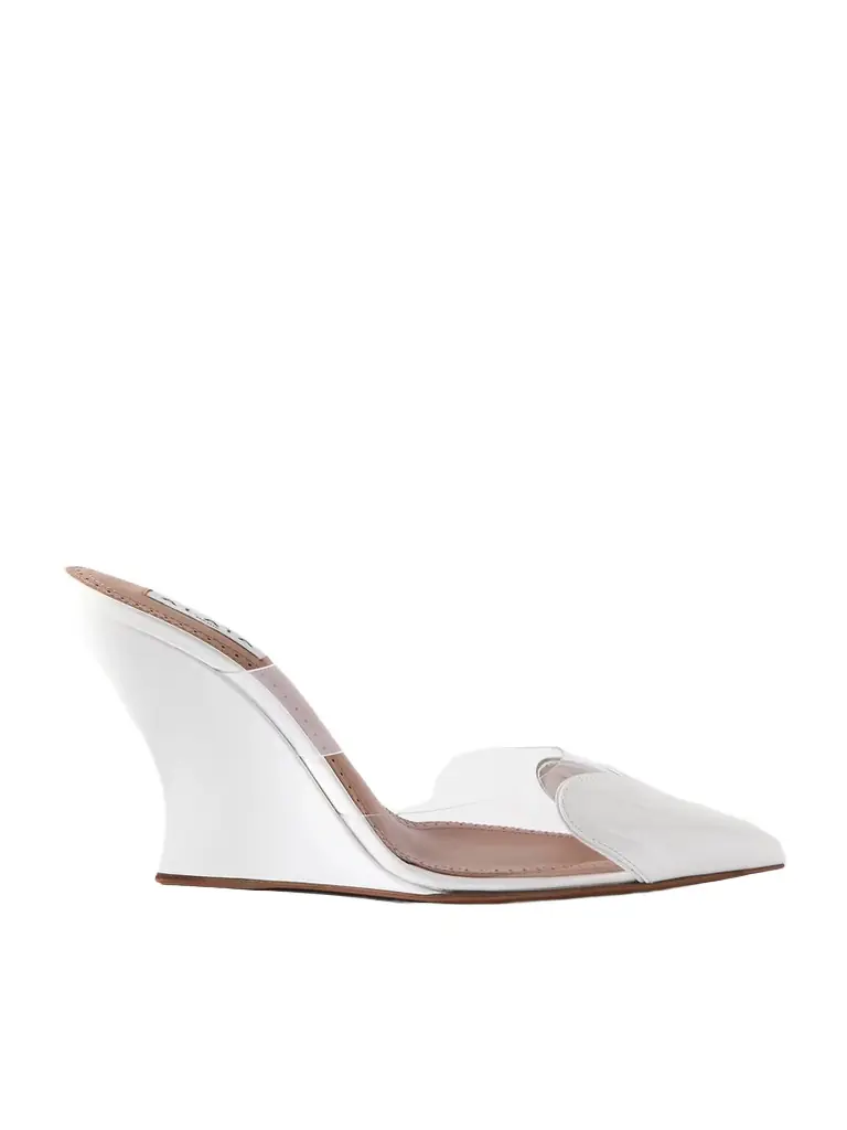 Alaïa Le Cœur Patent-leather And Pvc Wedge Mules
