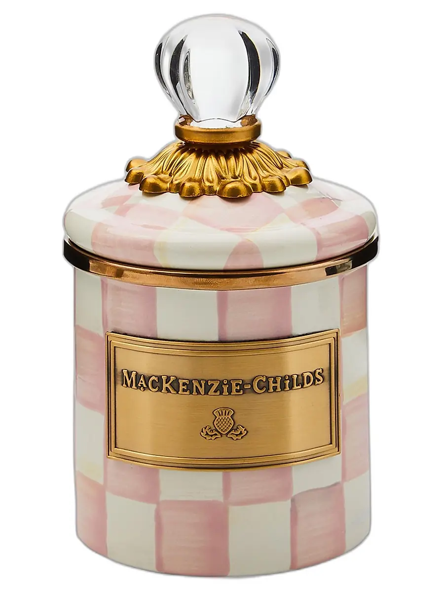 MacKenzie-Childs Mini Rosy Check Enamel Canister