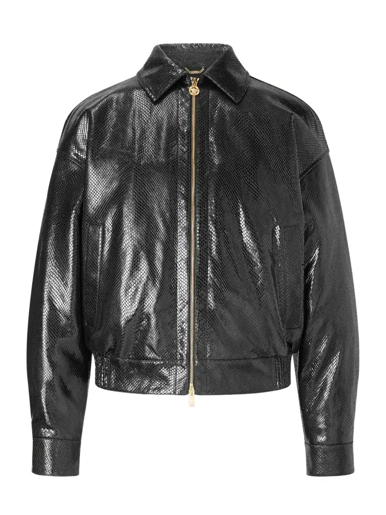 Versace Padded Snake-Effect Leather Blouson Jacket - Men