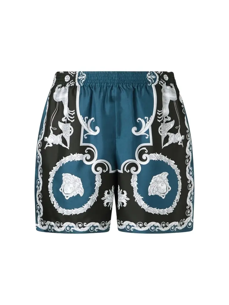 Versace Mythic Baroque Straight-Leg Printed Silk-Twill Shorts - Men
