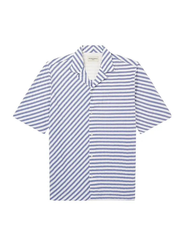 OFFICINE GÉNÉRALE Eren Camp-Collar Striped Cotton Shirt - Men