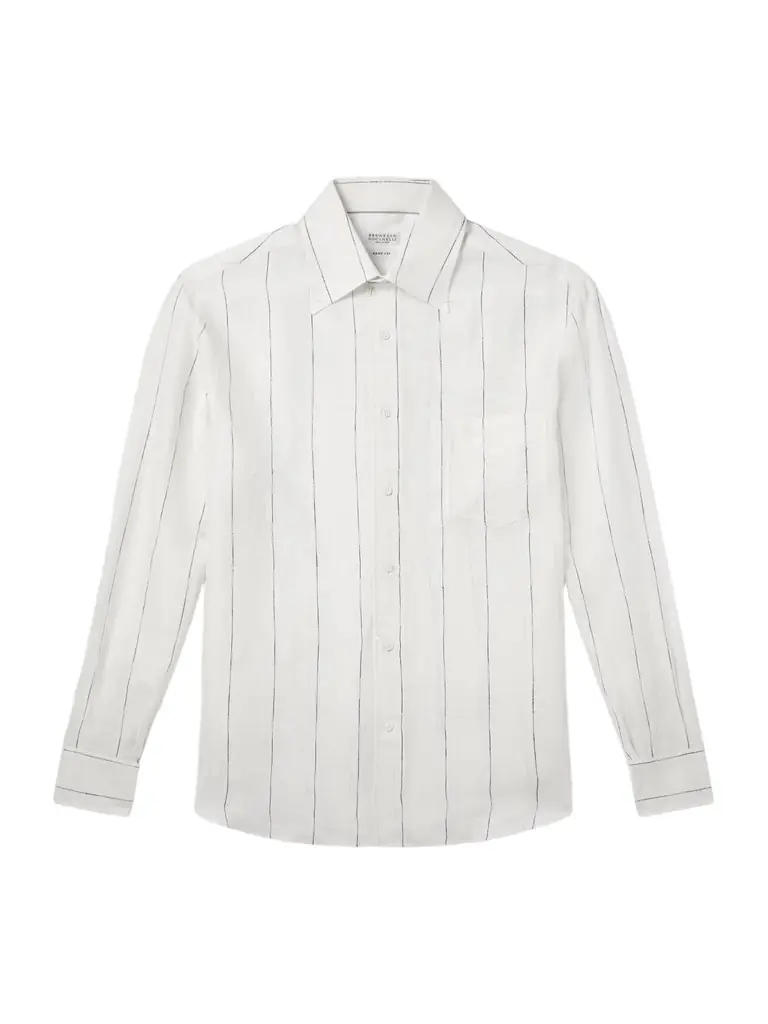 Brunello Cucinelli Pinstriped Linen Shirt - Men