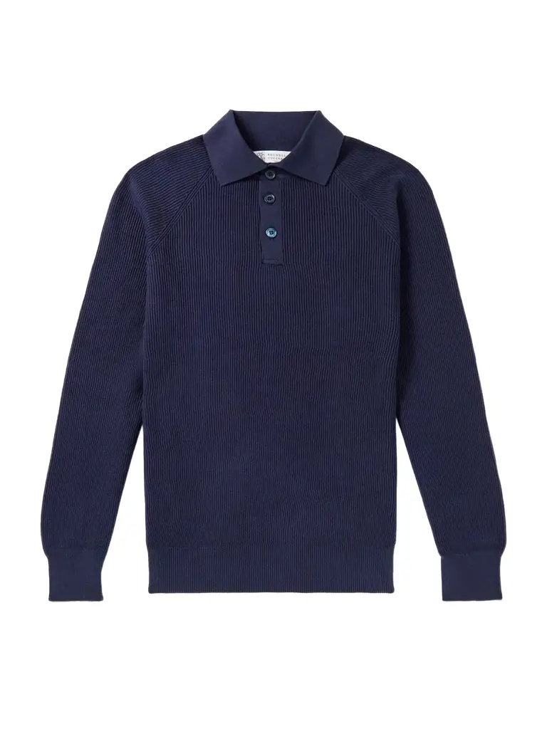 Brunello Cucinelli Ribbed Cotton Polo Shirt - Men