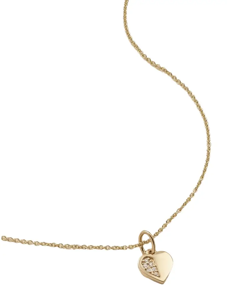 Sydney Evan Half Heart 14-karat Gold Diamond Necklace