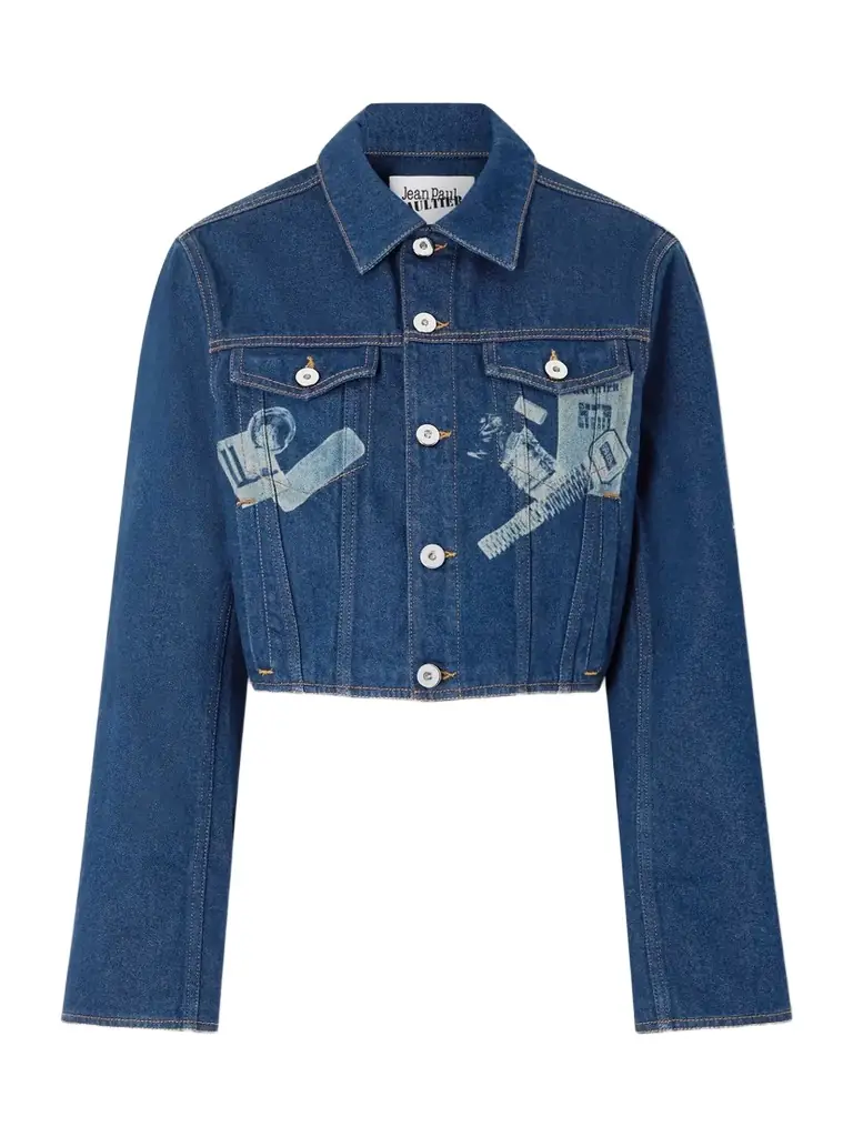 Jean Paul Gaultier Cropped Printed Denim Jacket