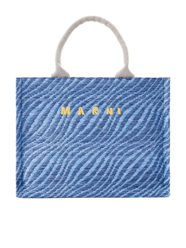 Marni Basket Small Jacquard Raffia-effect Tote