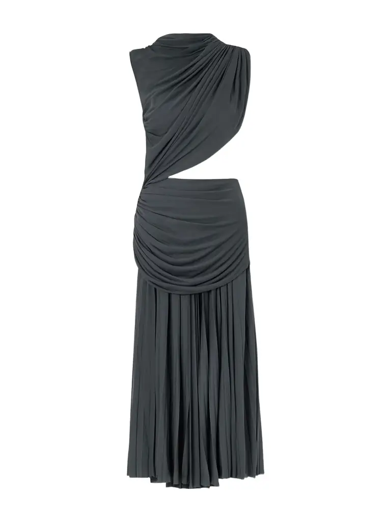 pleated jersey maxi dress Tove Vevina Draped Pleated Jersey Maxi Dress