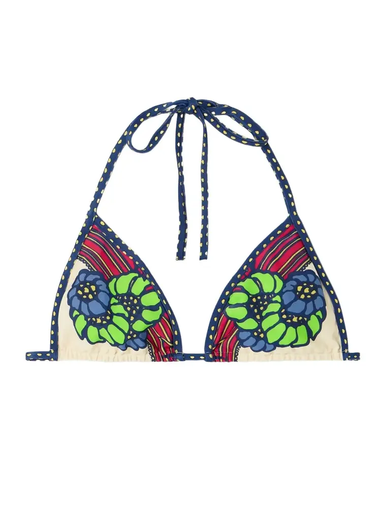 La DoubleJ Printed Triangle Bikini Top