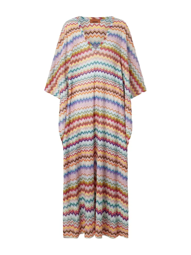 Missoni Striped Metallic Crochet-knit Kaftan