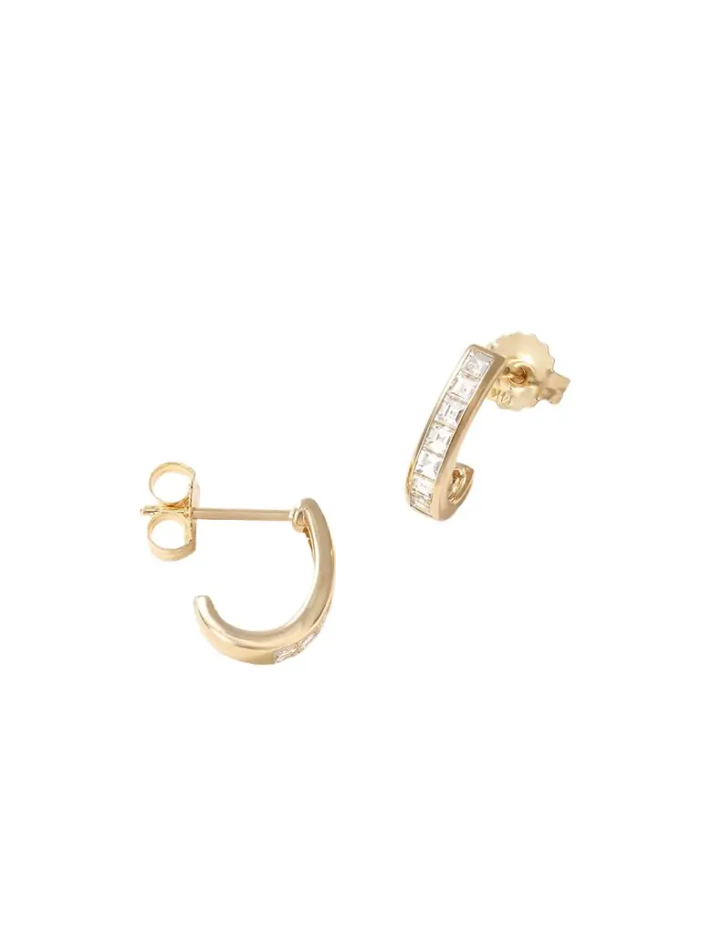 Lucy Delius Baby 14-karat Gold Diamond Hoop Earrings
