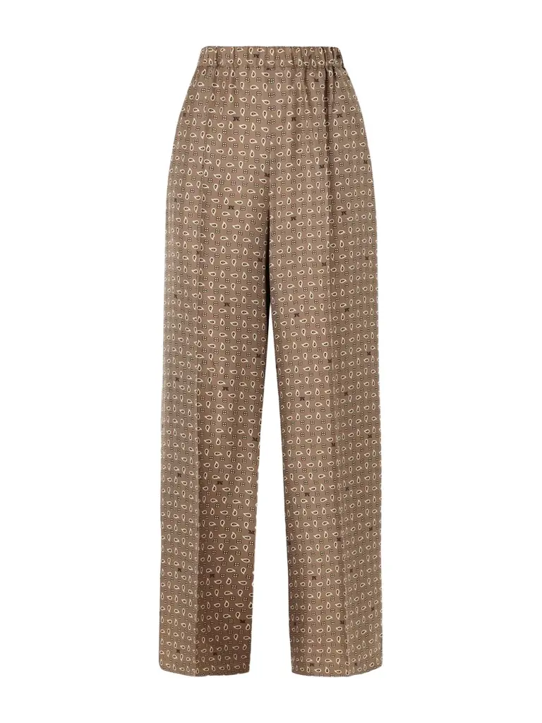 Max Mara Printed Silk-twill Wide-leg Pants