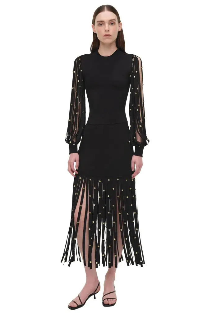 Simkhai Melva Knit Embellished Midi Skirt