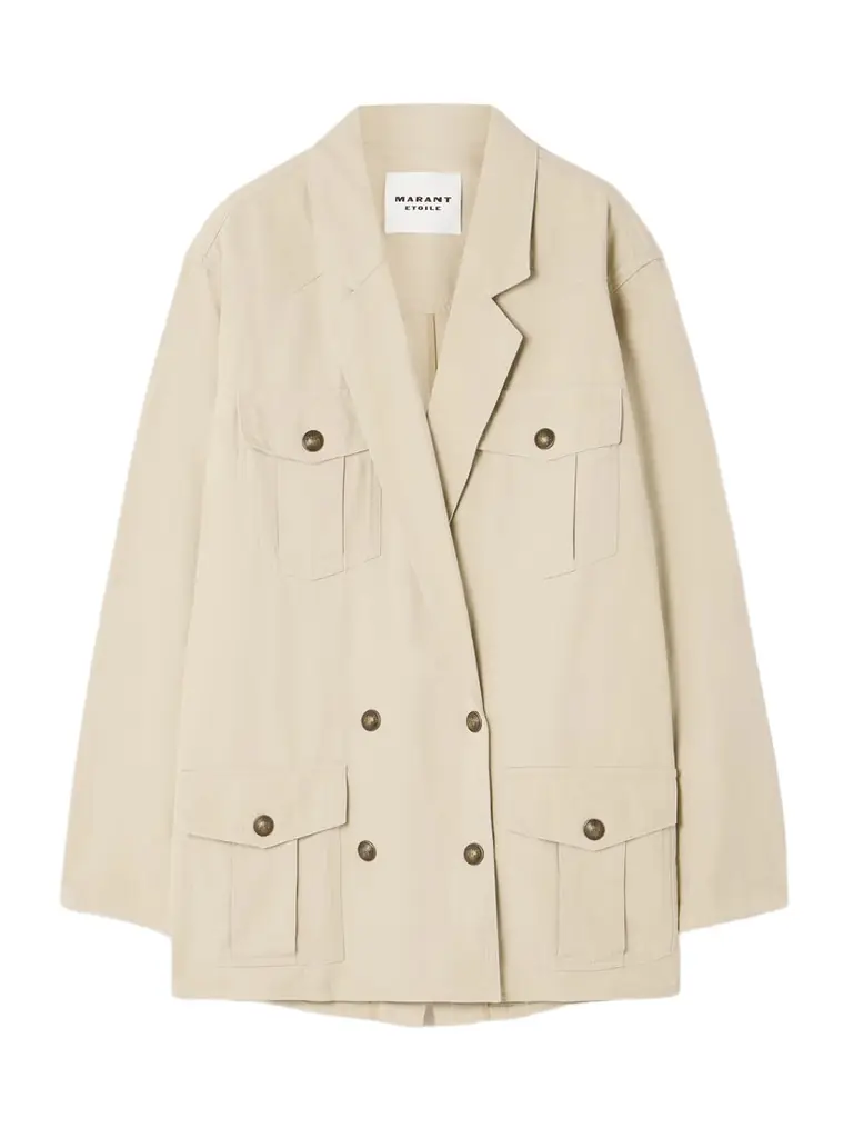 Marant Étoile Nevala Double-breasted Cotton And Linen-blend Twill Jacket