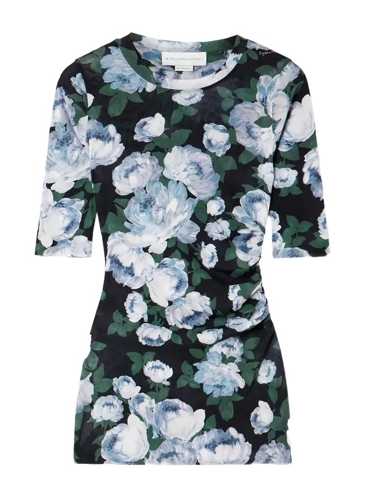 Stella McCartney Floral-print Mesh Top