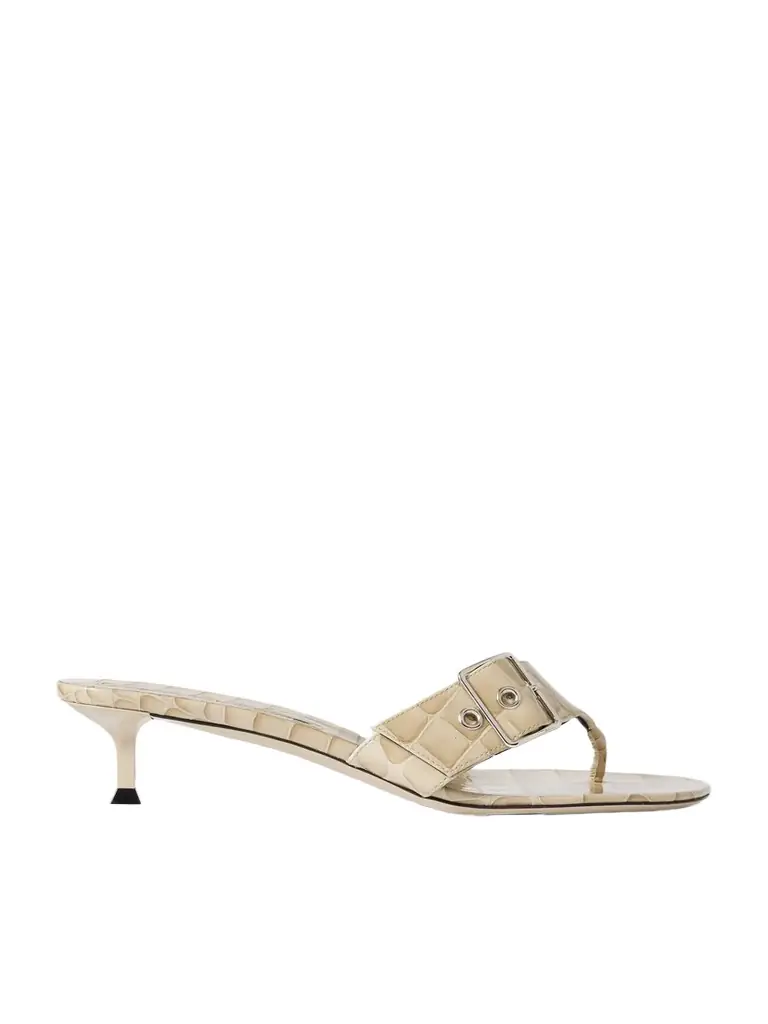 CHRISTEN Helix Buckled Croc-effect Patent-leather Sandals