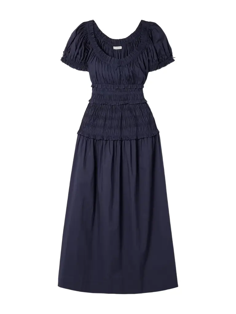 DÔEN Leanne Shirred Gingham Organic Cotton-voile Midi Dress