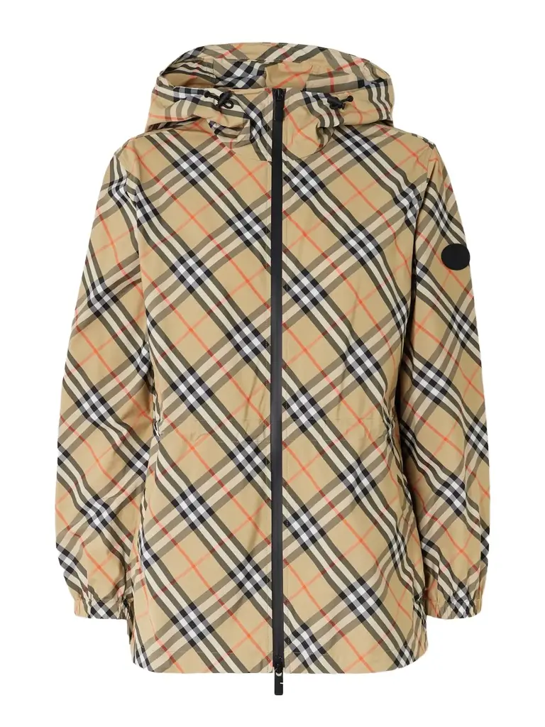 Burberry Checked Hooded Shell Jacket